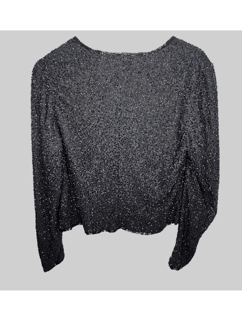 Holt Renfrew Vintage Heavily Beaded Black Silk Jacket Lined Small - Picture 6 of 10
